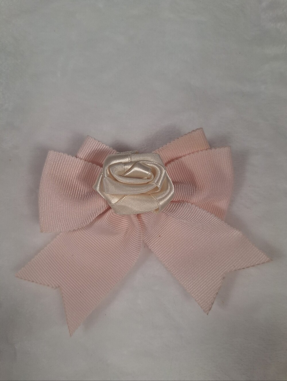 Innocent World Light Pink & Ivory Sculpted Rose Hair Bow | Classic Lolita